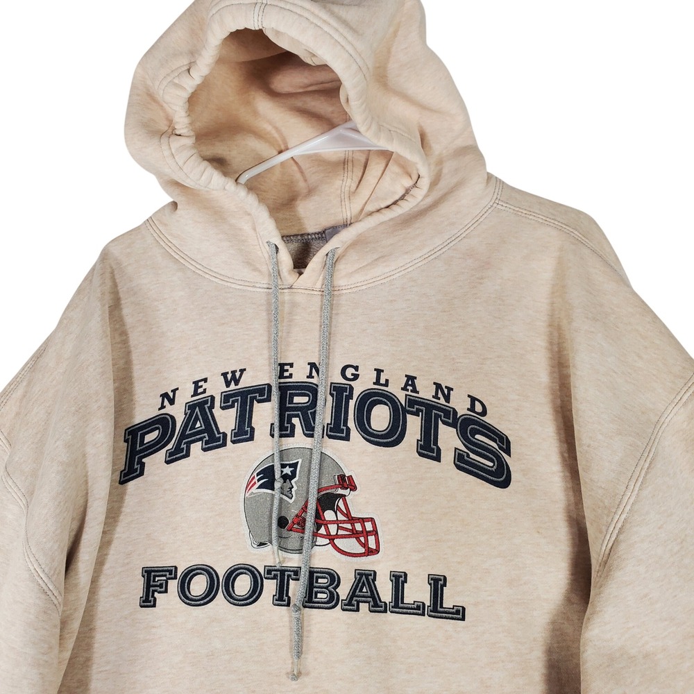 Vintage Reebok New England Patriots Football Hoodie Tan Heathered Mens 2XL